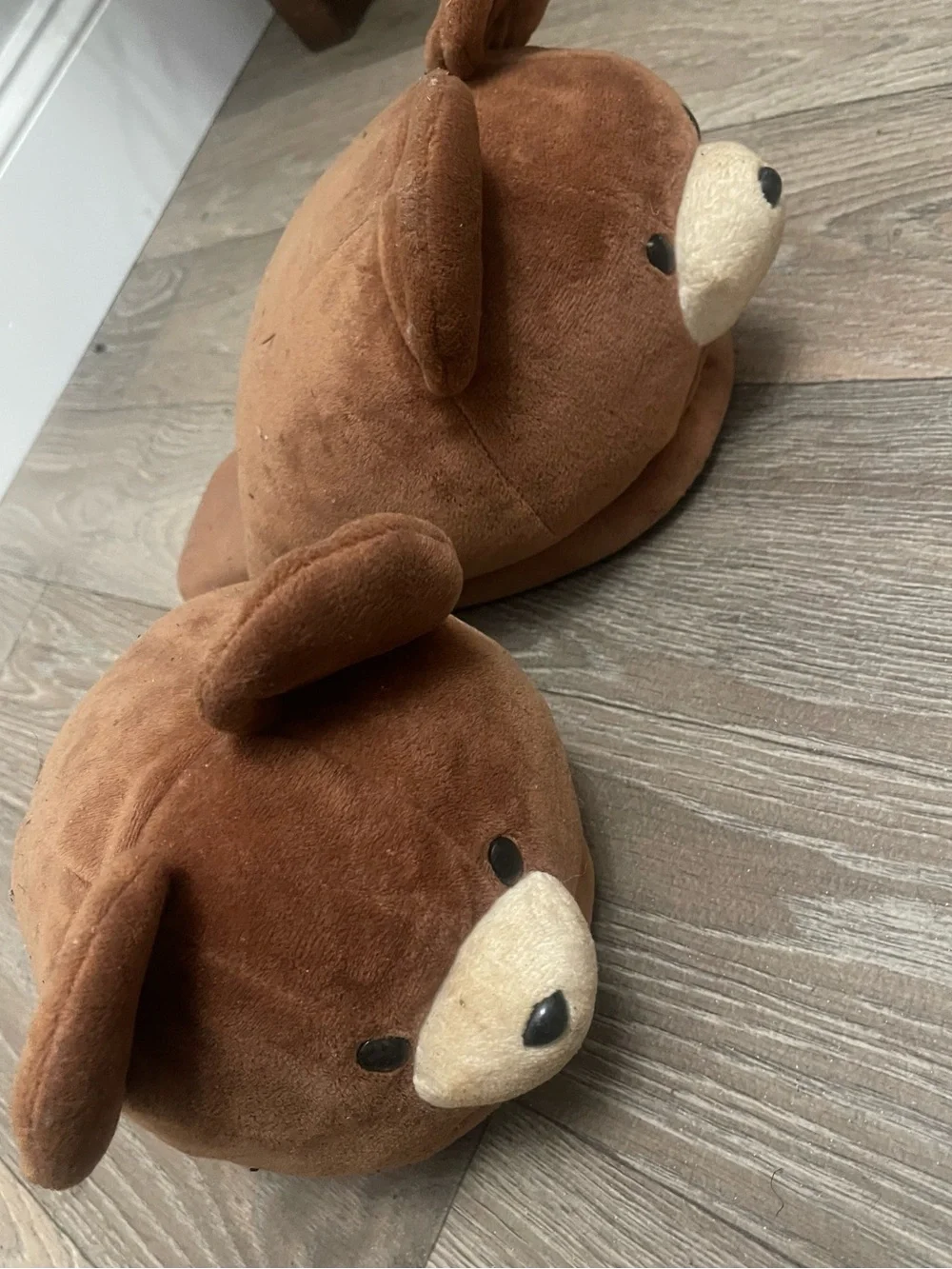 Kids Brown Bear Plush Slippers